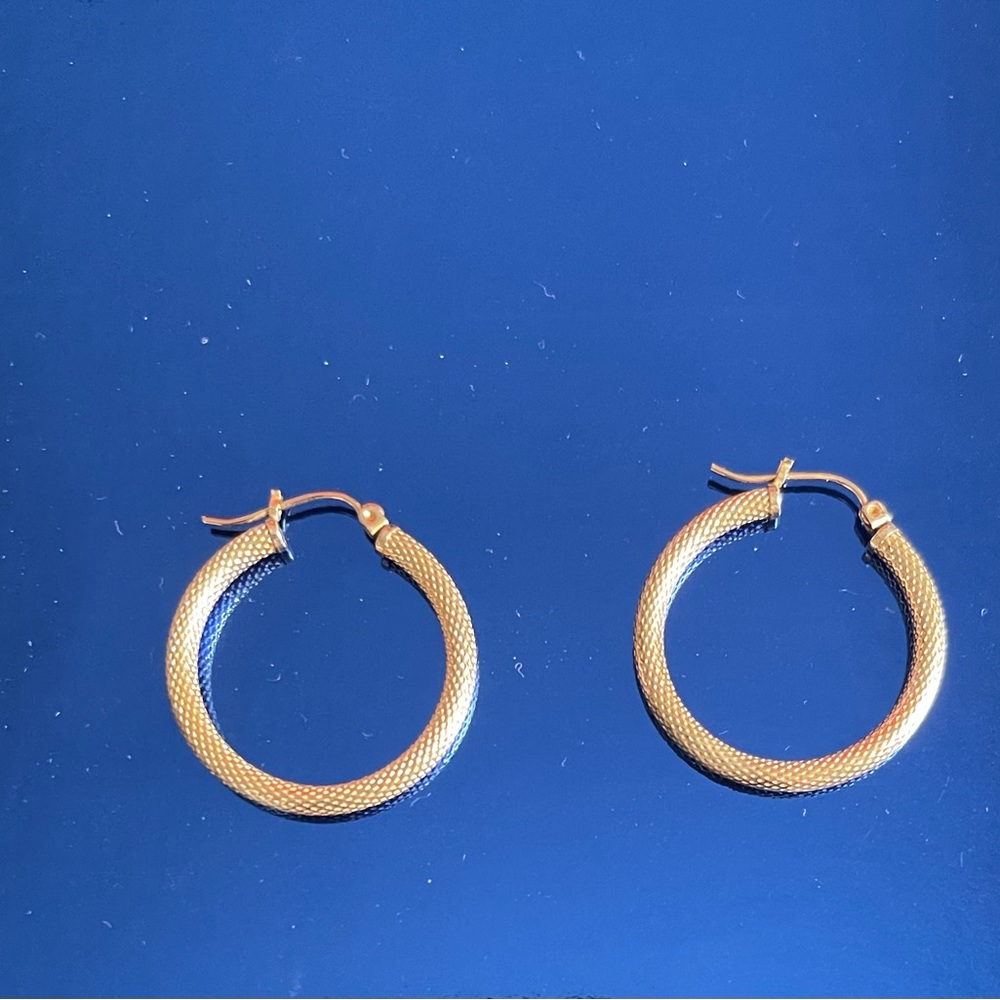 Vintage 14k Gold Plated Hollow Hoop Earrings